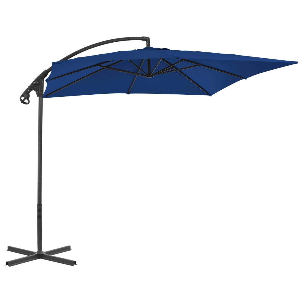 vidaXL Parasol de jardin en porte-à-faux avec mât en acier azuré