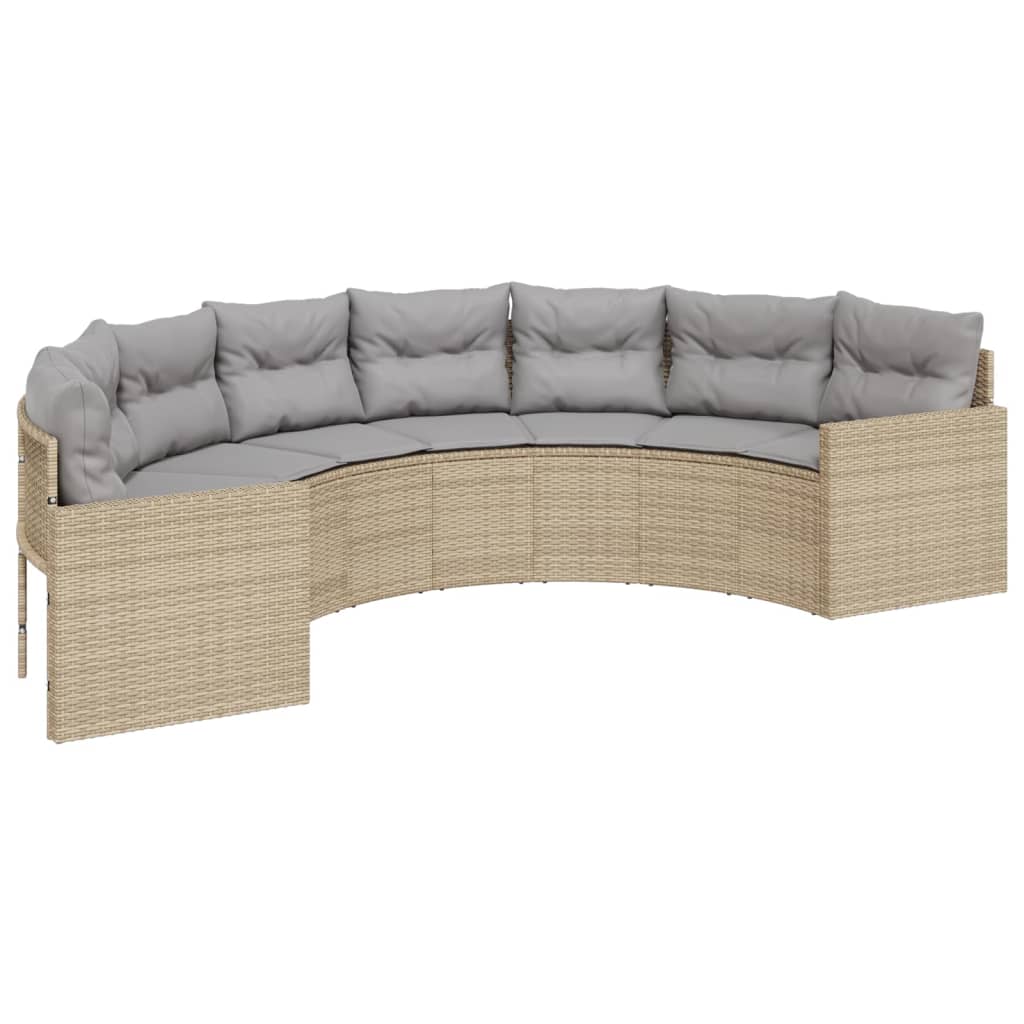 vidaXL Canapé de jardin avec coussins demi-rond beige résine tressée