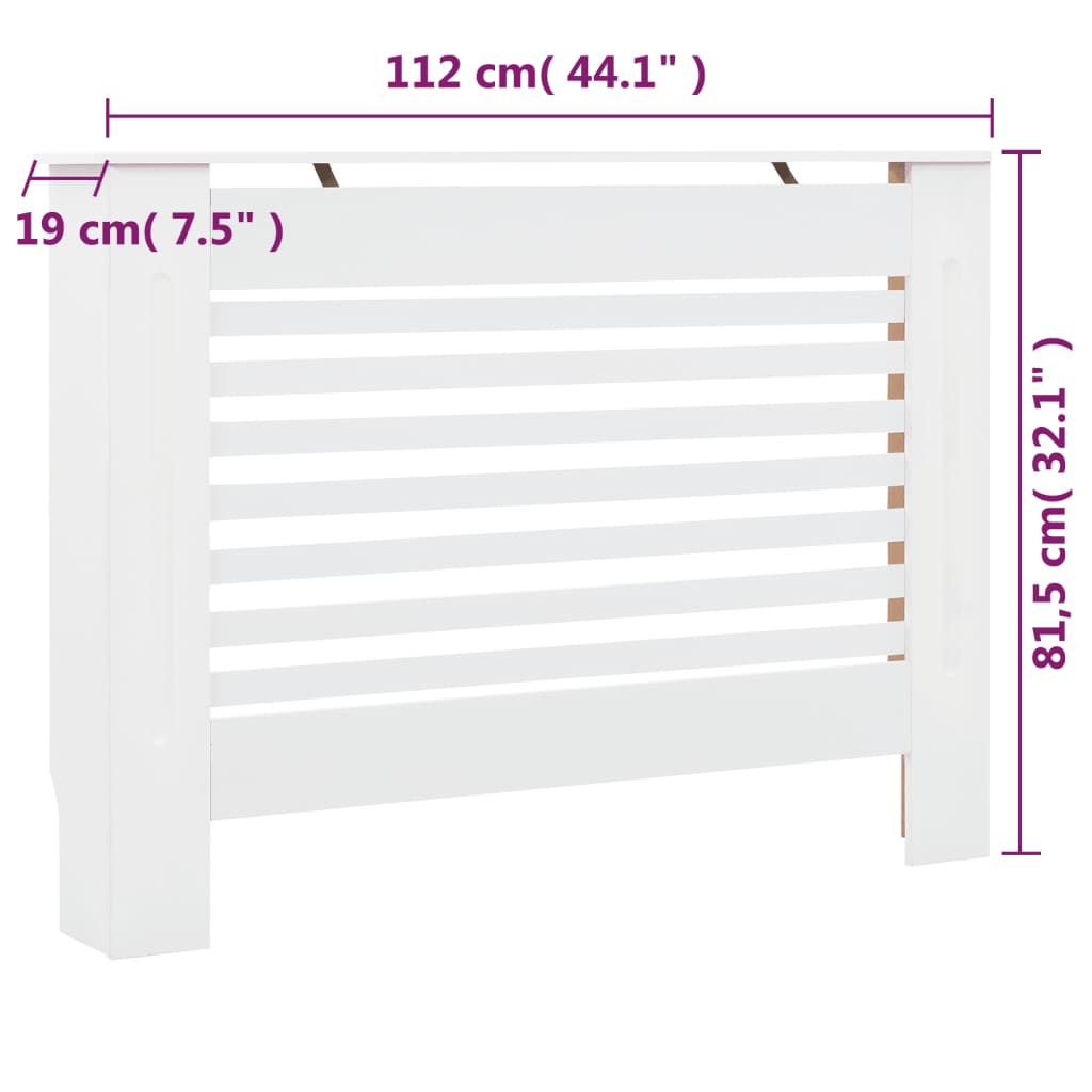 vidaXL Cache-radiateurs 2 pcs Blanc 112x19x81,5 cm MDF