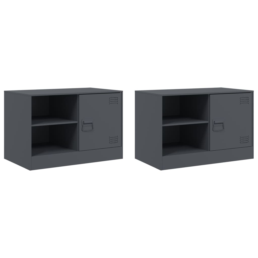 vidaXL Meubles TV 2 pcs anthracite 67x39x44 cm acier