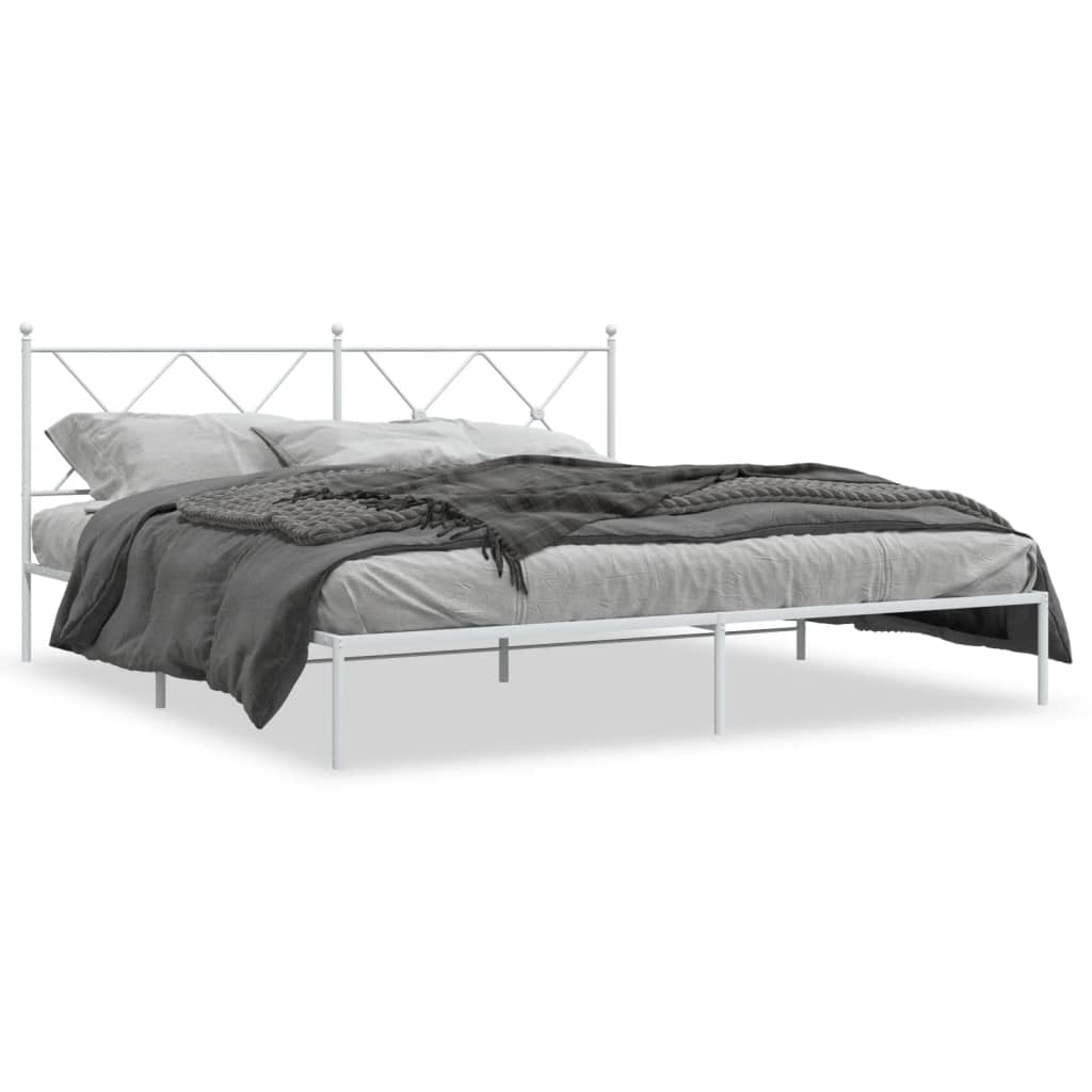 vidaXL Cadre de lit métal sans matelas et tête de lit blanc 180x200 cm