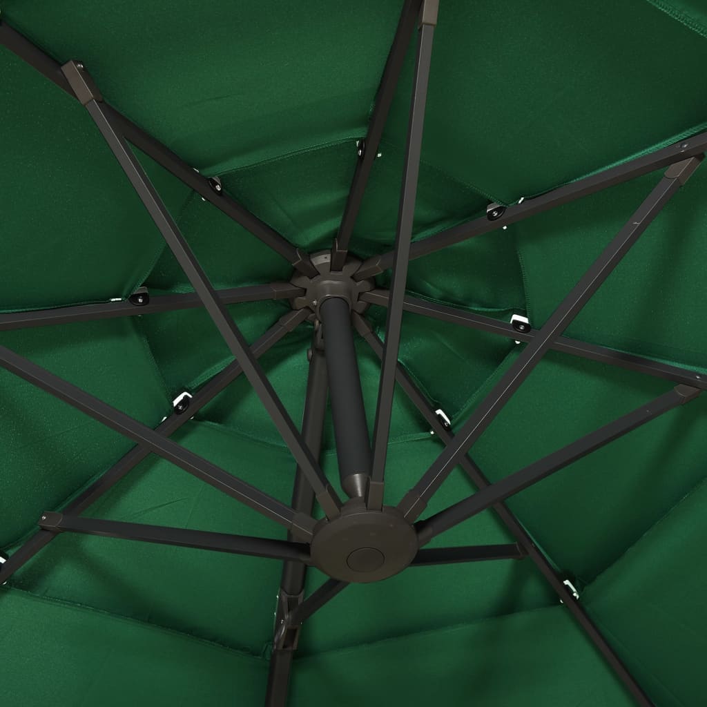 vidaXL Parasol de jardin à 4 niveaux avec mât en aluminium vert 3x3 m