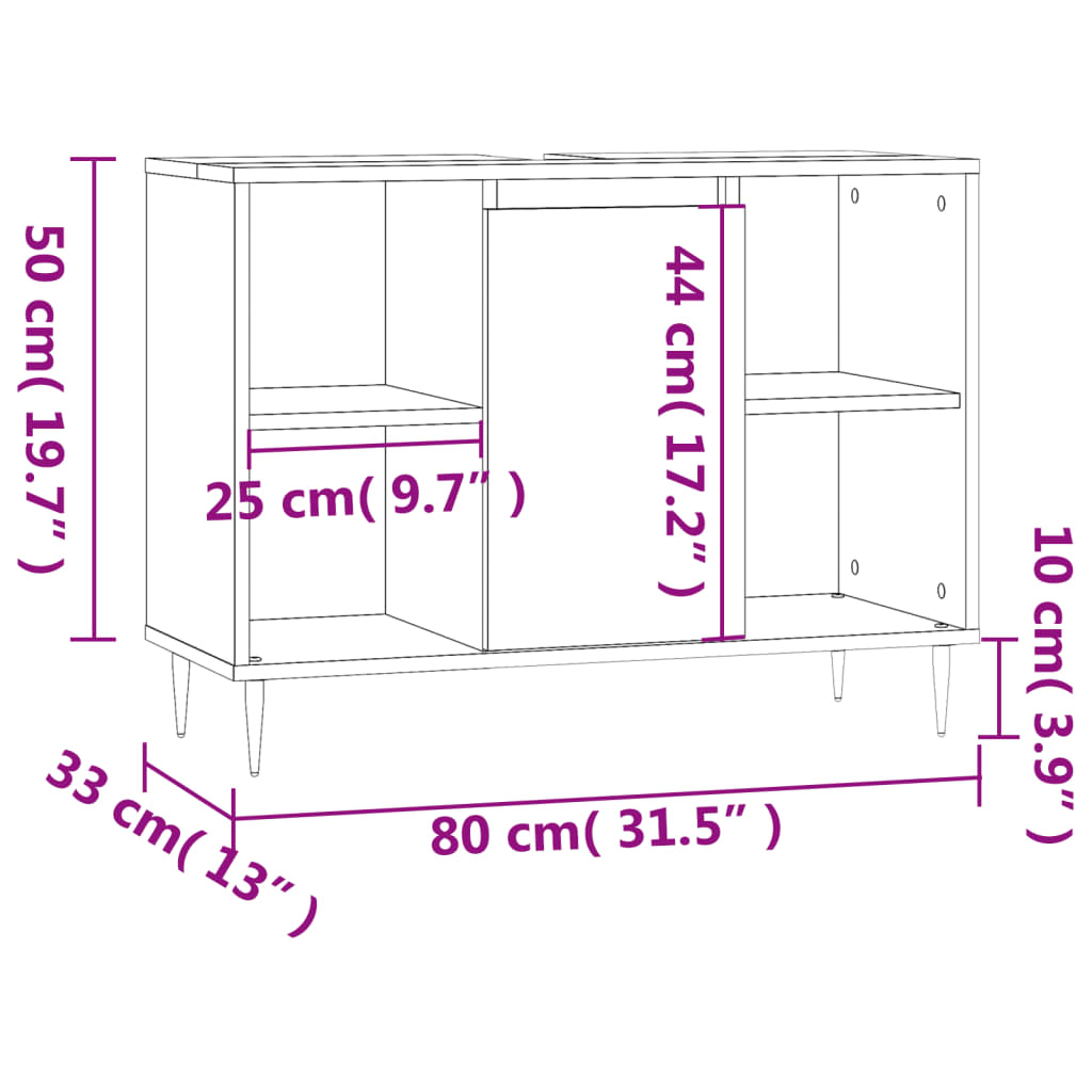 vidaXL Armoire salle de bain chêne sonoma 80x33x60cm bois d'ingénierie