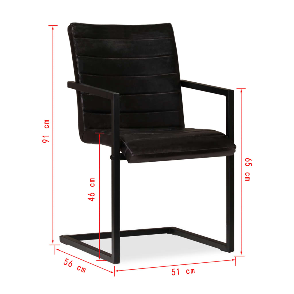 vidaXL Chaises à manger lot de 4 anthracite cuir véritable