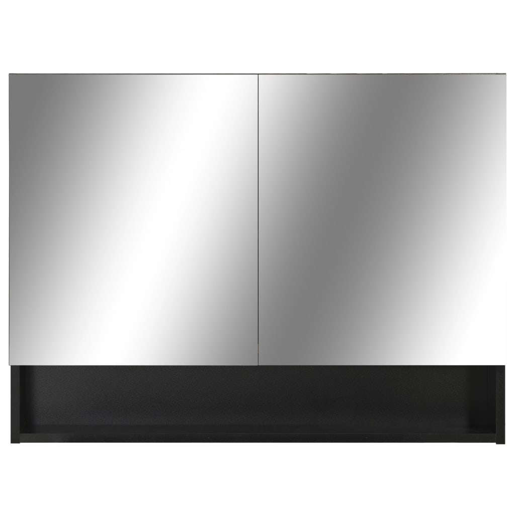 vidaXL Armoire à miroir de salle de bain LED Noir 80x15x60 cm MDF