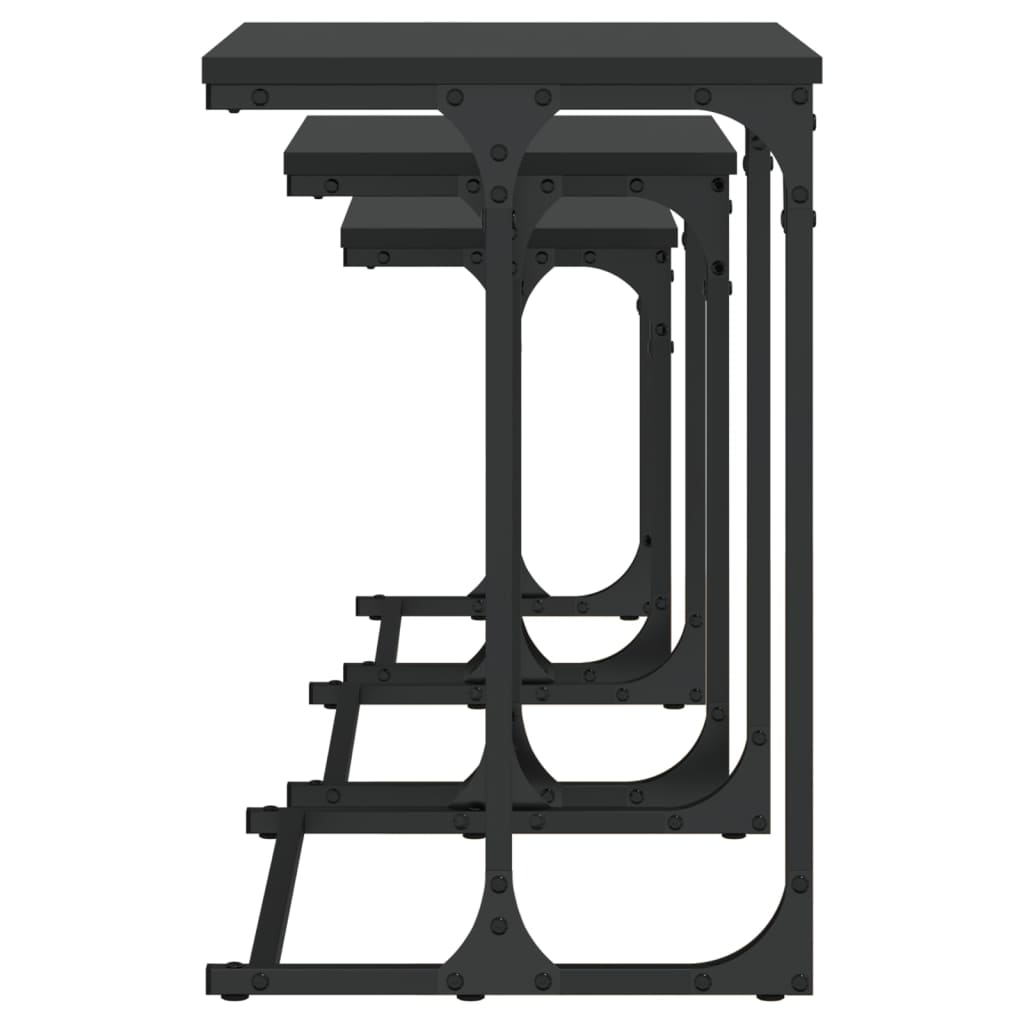 vidaXL Tables basses gigognes 3 pcs noir bois d'ingénierie
