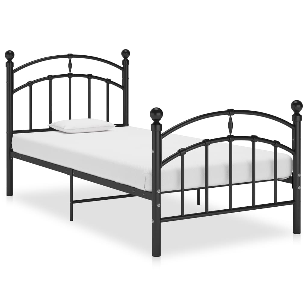 vidaXL Cadre de lit sans matelas noir métal 100x200 cm