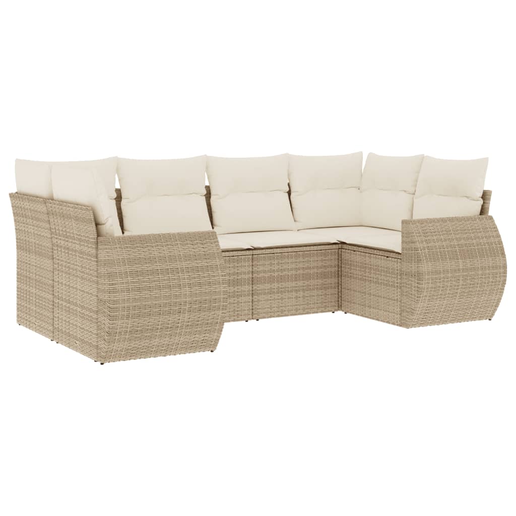 vidaXL Salon de jardin avec coussins 6 pcs beige résine tressée