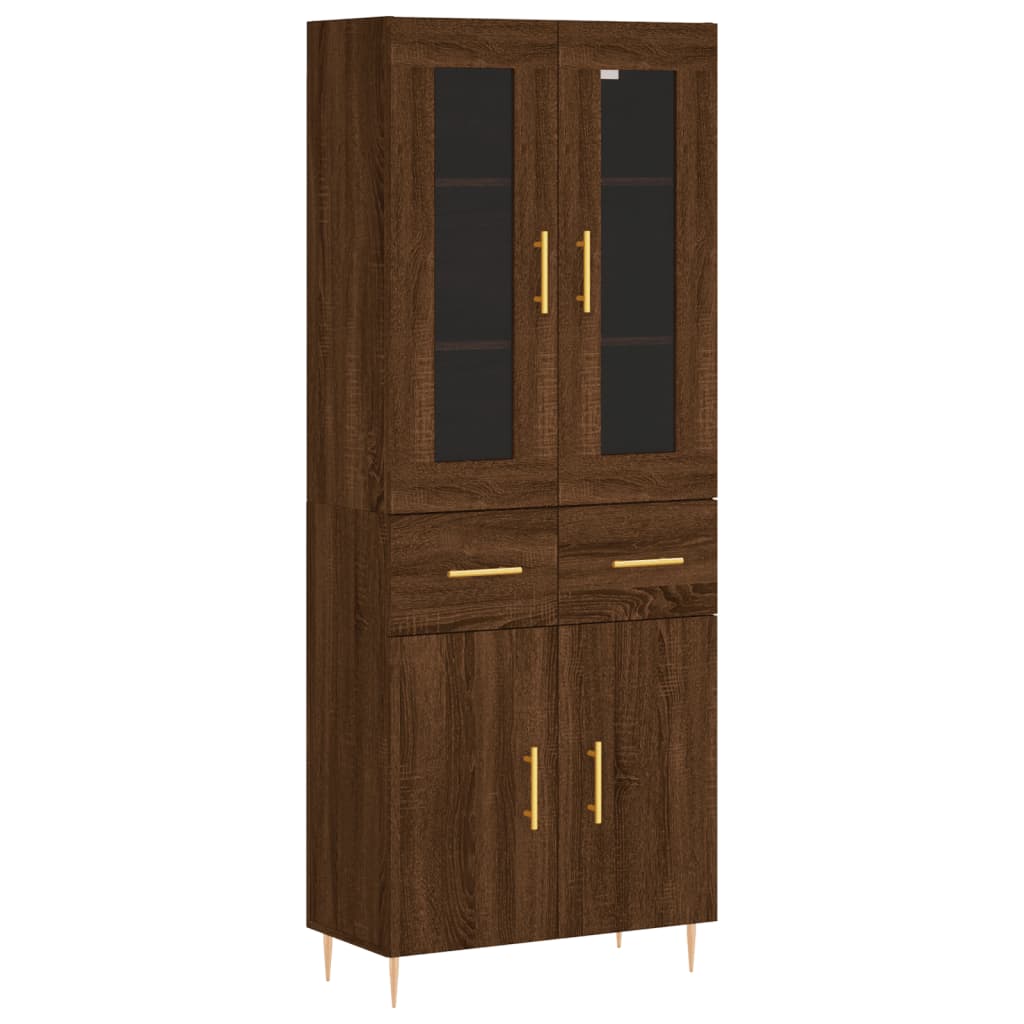 vidaXL Buffet haut Chêne marron 69,5x34x180 cm Bois d'ingénierie