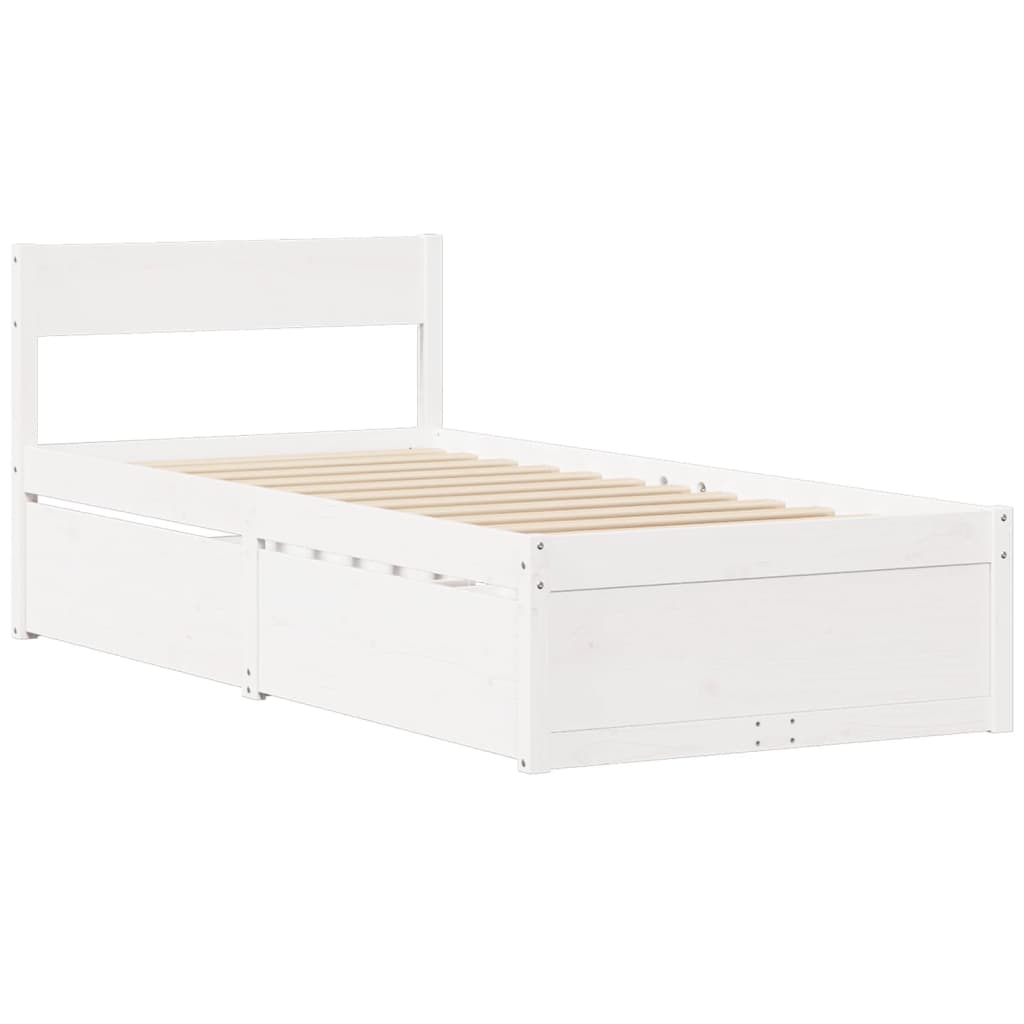 vidaXL Cadre de lit sans matelas blanc 75x190 cm bois de pin massif