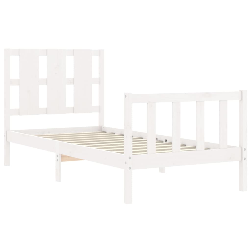 vidaXL Cadre de lit avec tête de lit blanc 90x190 cm bois massif