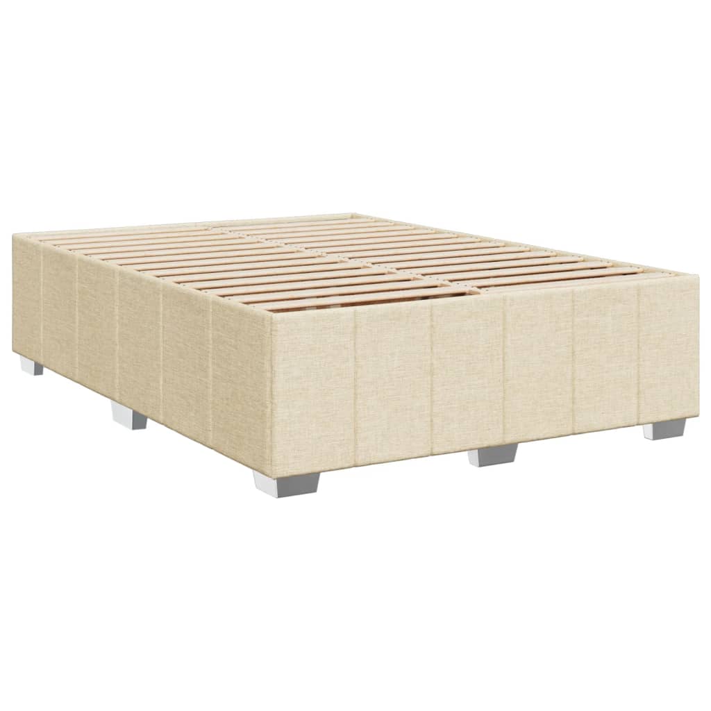 vidaXL Sommier à lattes de lit avec matelas Crème 140x190 cm Tissu