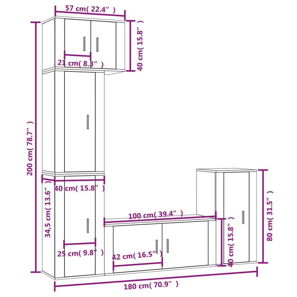 vidaXL Ensemble de meubles TV 5 pcs Blanc Bois d'ingénierie