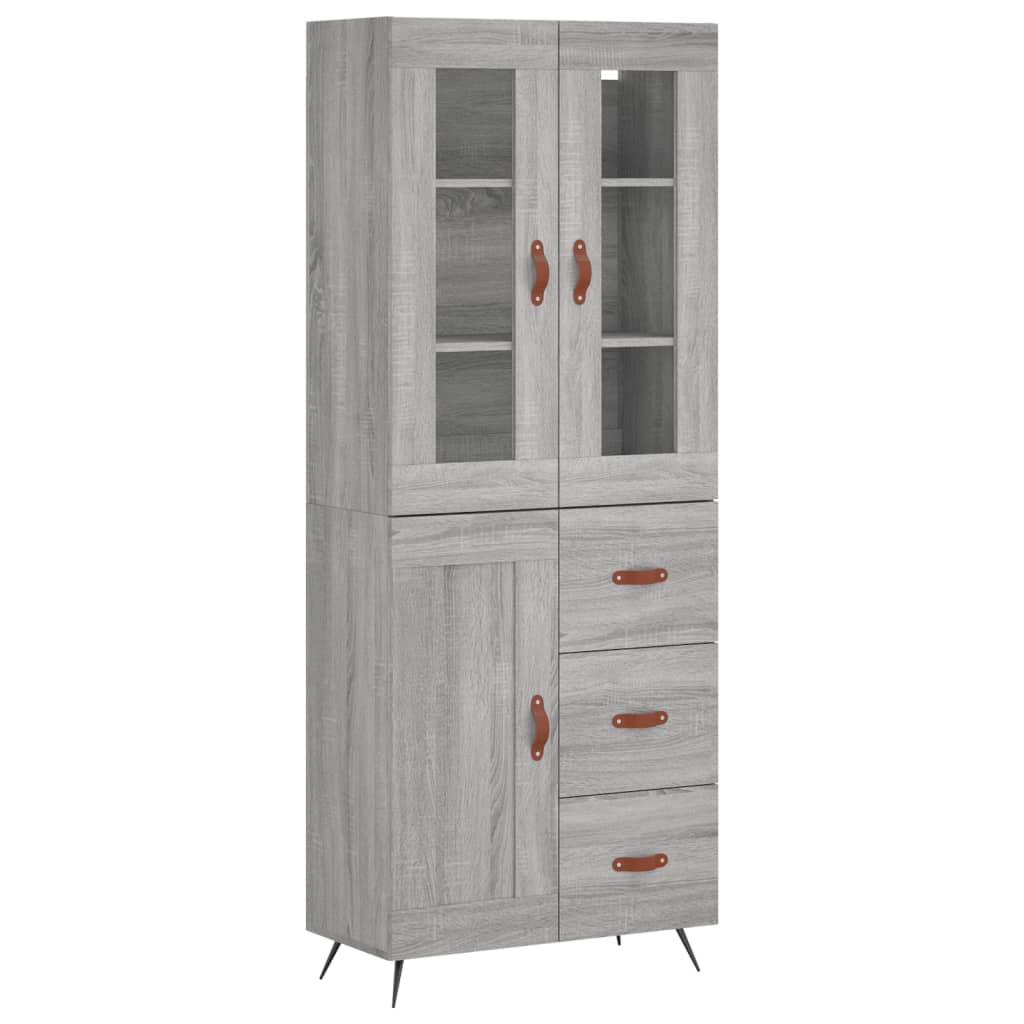 vidaXL Buffet haut Sonoma gris 69,5x34x180 cm Bois d'ingénierie