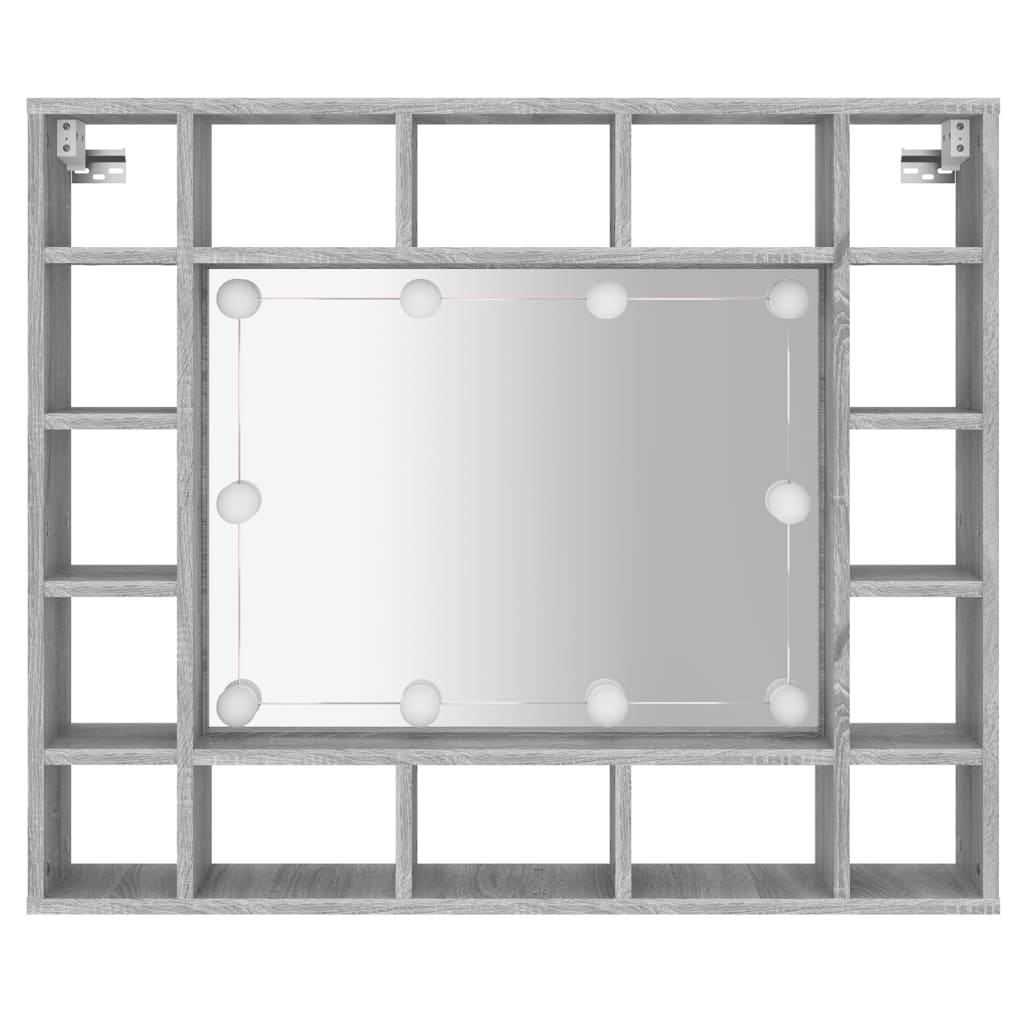 vidaXL Armoire à miroir avec LED Sonoma gris 91x15x76,5 cm