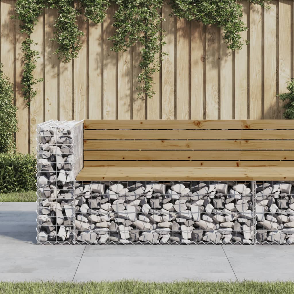 vidaXL Banc de jardin design gabion 122x71x65,5cm bois de pin imprégné