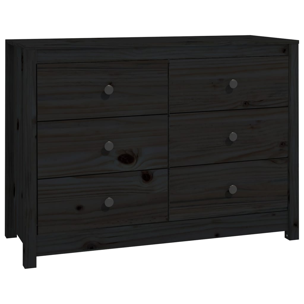 vidaXL Armoire latérale Noir 100x40x72 cm Bois de pin massif