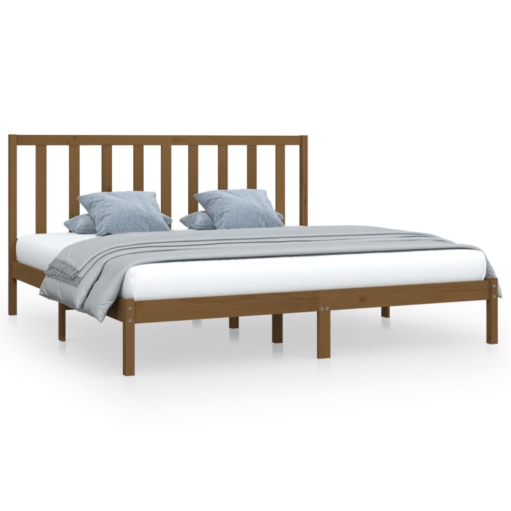 vidaXL Cadre de lit sans matelas marron miel bois pin massif 200x200cm