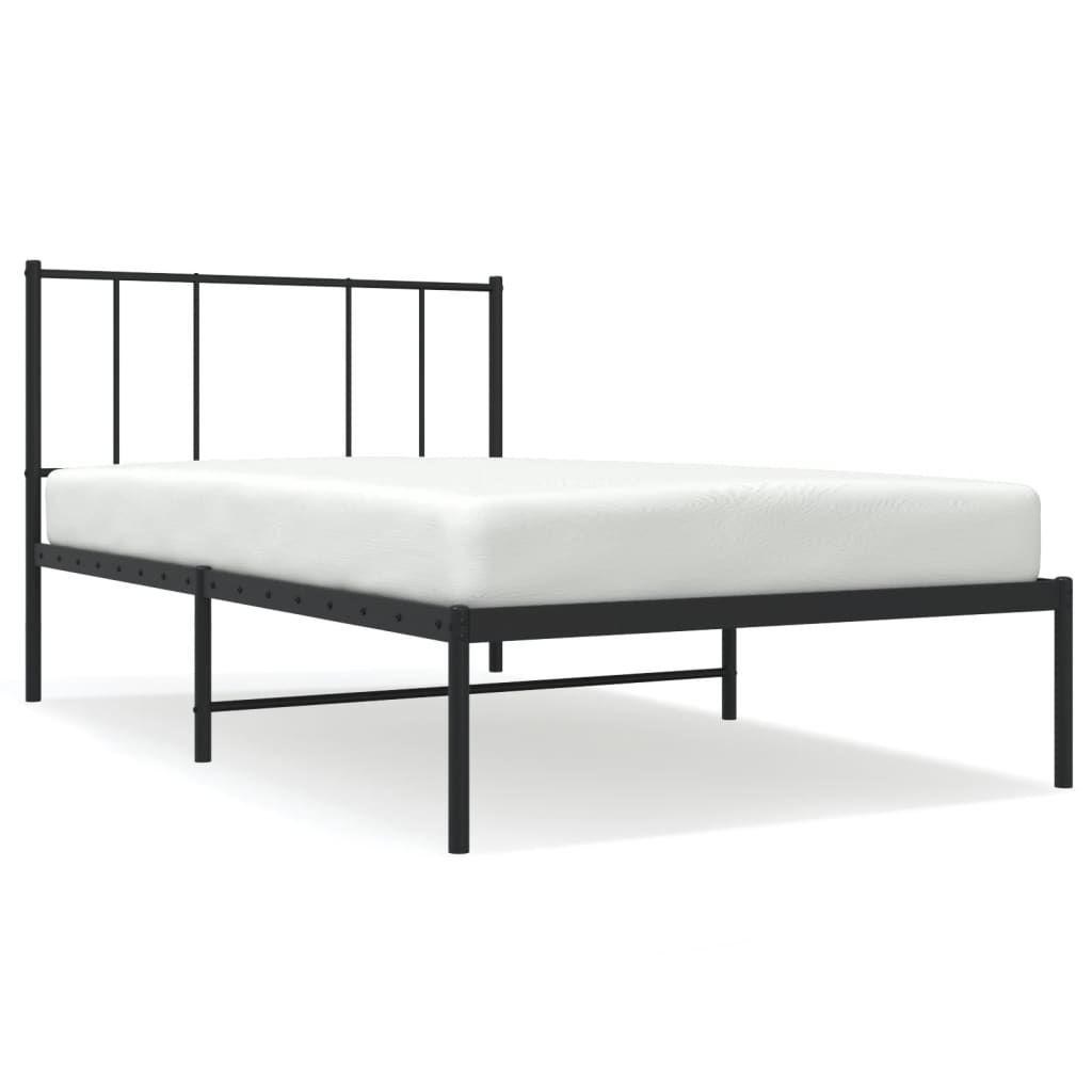 vidaXL Cadre de lit métal sans matelas avec tête de lit noir 107x203cm