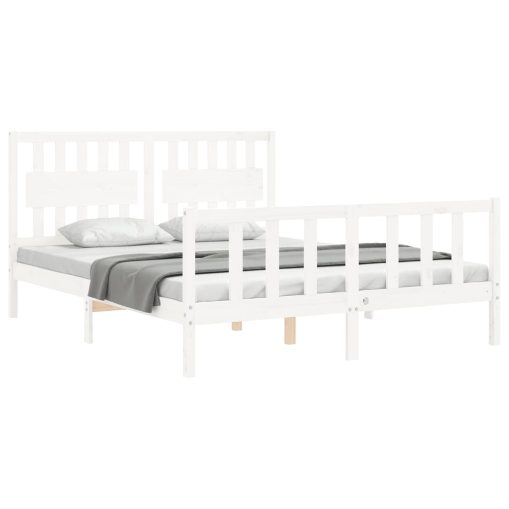 vidaXL Cadre de lit sans matelas blanc bois de pin massif