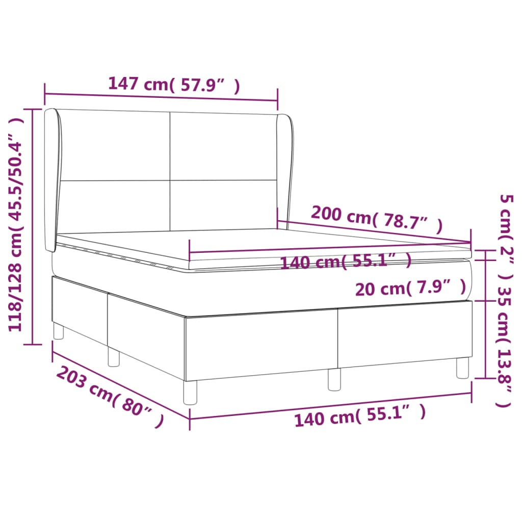 vidaXL Sommier à lattes de lit avec matelas Cappuccino 140x200 cm