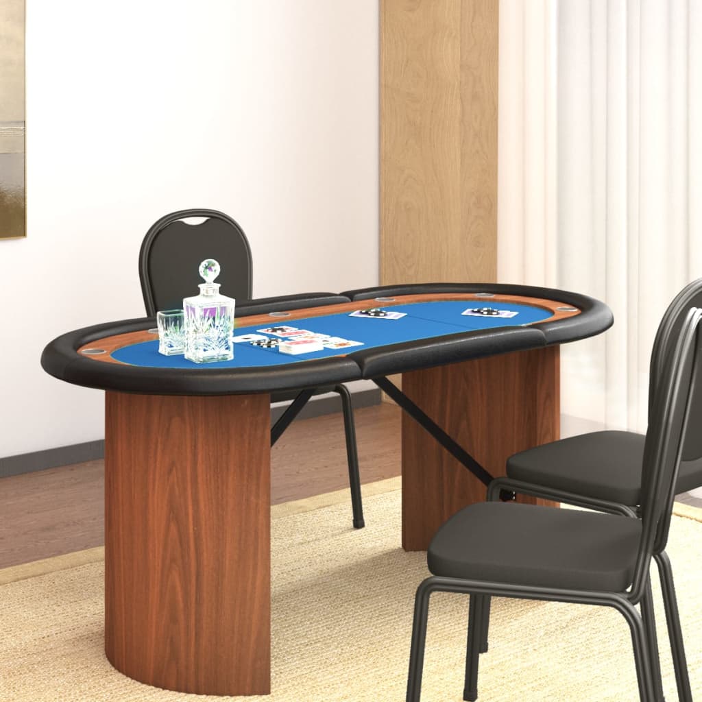 vidaXL Table de poker 10 joueurs Bleu 160x80x75 cm