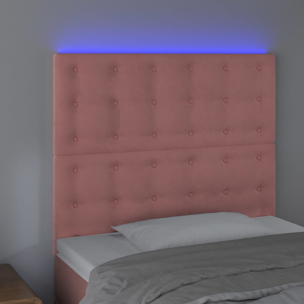 vidaXL Tête de lit à LED Rose 100x5x118/128 cm Velours