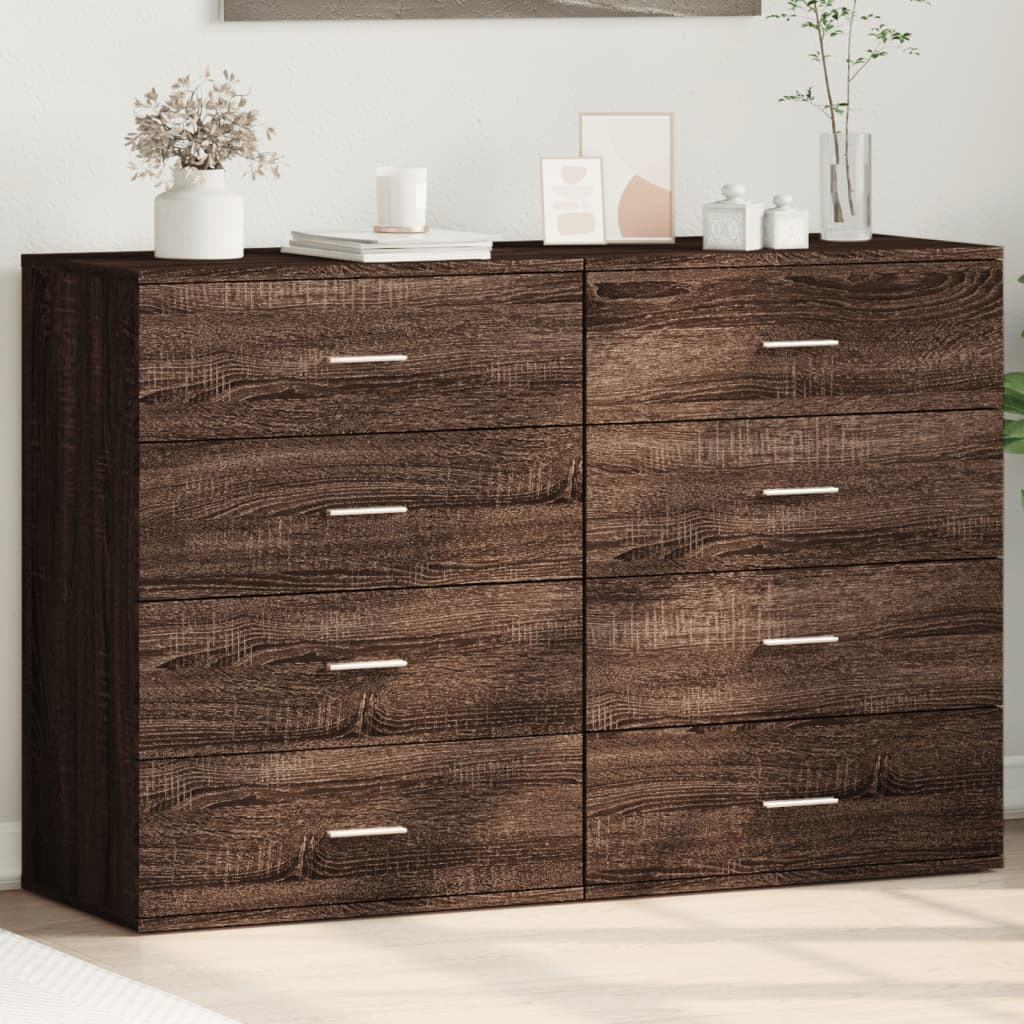 vidaXL Buffets 2 pcs chêne marron 60x39x80 cm bois d'ingénierie