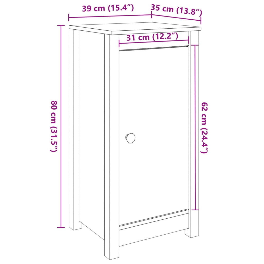 vidaXL Buffets 2 pcs blanc 39x35x80 cm bois massif de pin