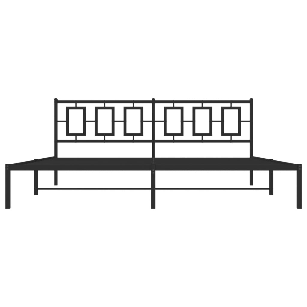 vidaXL Cadre de lit métal sans matelas avec tête de lit noir 200x200cm