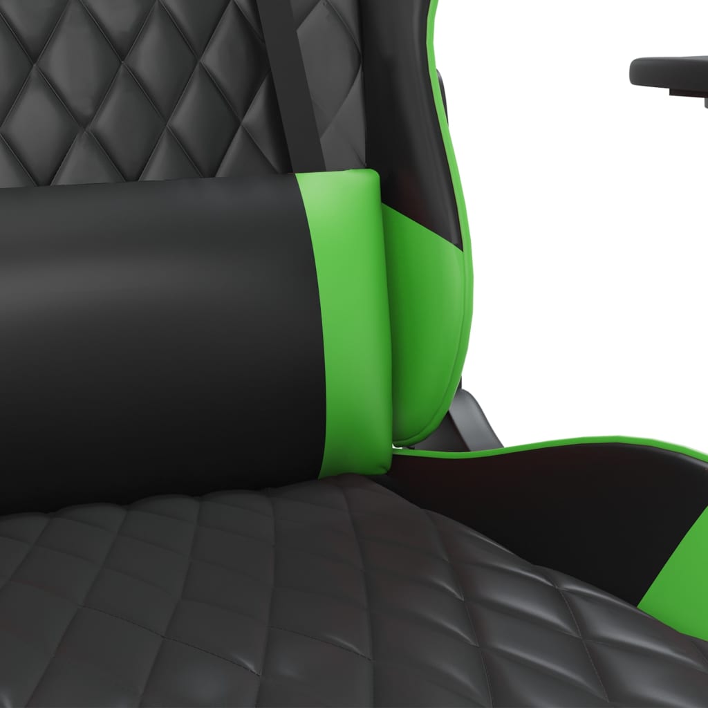 vidaXL Chaise de jeu de massage avec repose-pied Noir&Vert Similicuir