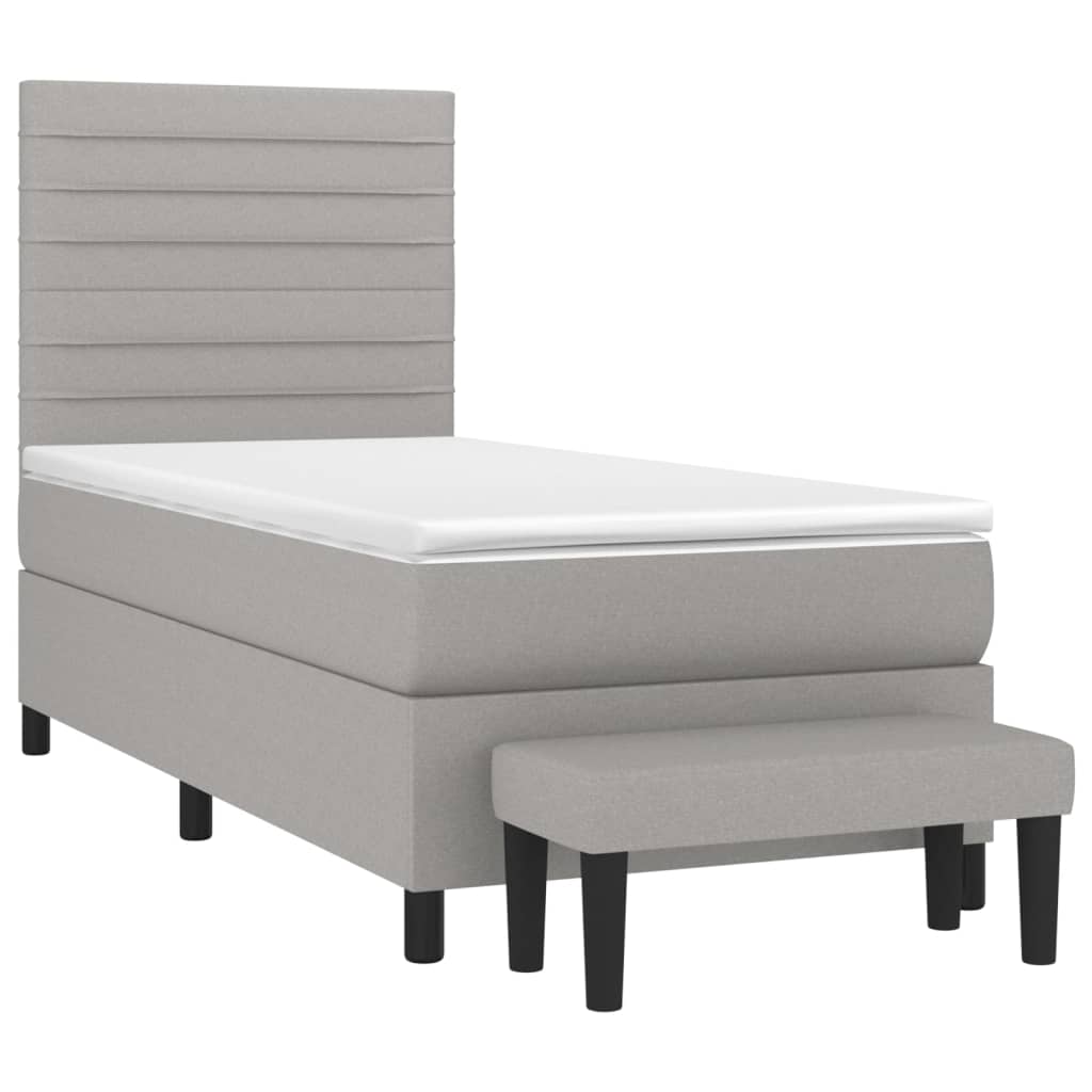 vidaXL Sommier à lattes de lit avec matelas Gris clair 90x200 cm Tissu