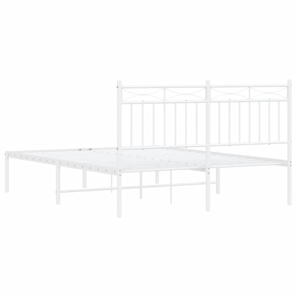 vidaXL Cadre de lit métal sans matelas et tête de lit blanc 135x190 cm