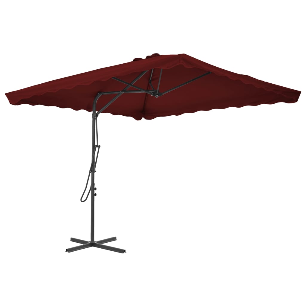 vidaXL Parasol de jardin et mât en acier rouge bordeaux 250x250x230 cm