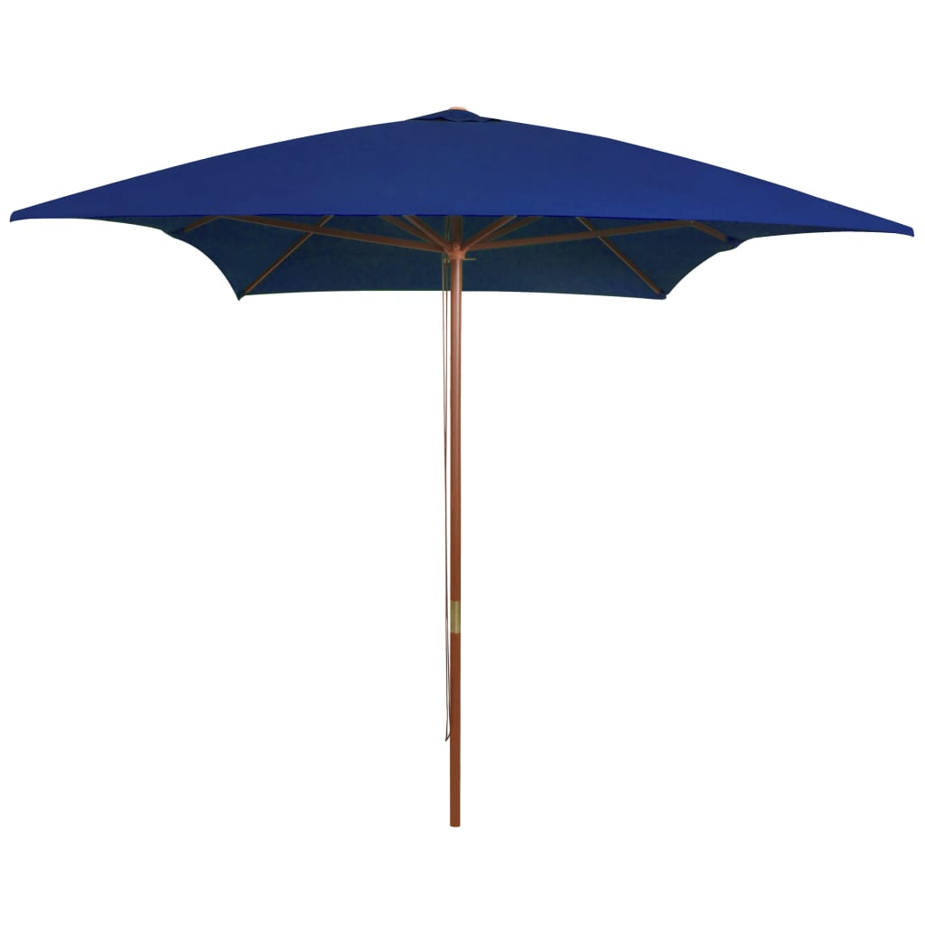 vidaXL Parasol de jardin avec mât en bois bleu 200x300 cm