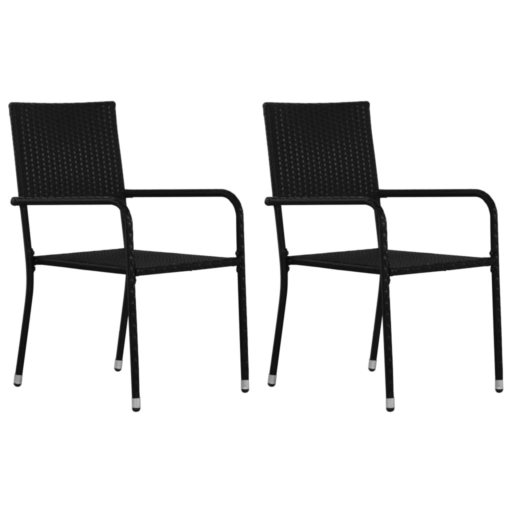 vidaXL Chaise à dîner de jardin empilable lot de 2 noir résine tressée