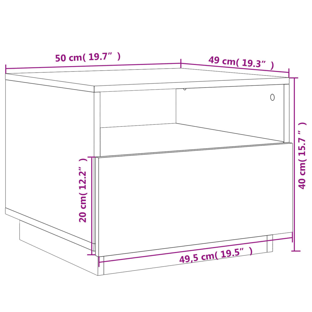 vidaXL Table basse avec lumières LED noir 50x49x40 cm