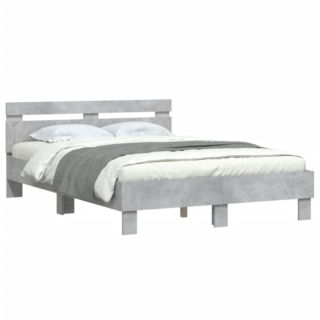 vidaXL Cadre de lit avec tête de lit gris béton 120x190 cm