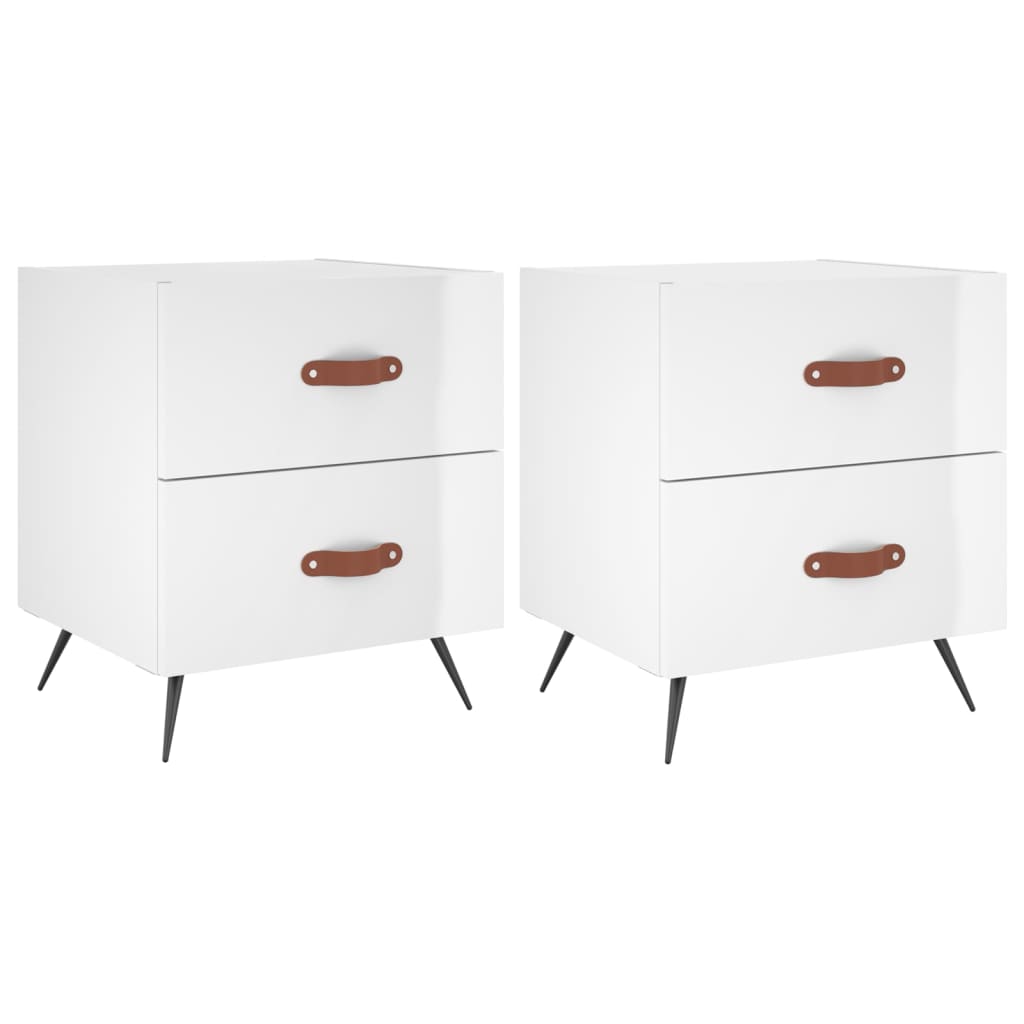 vidaXL Tables de chevet 2 pcs blanc brillant 40x35x47,5 cm