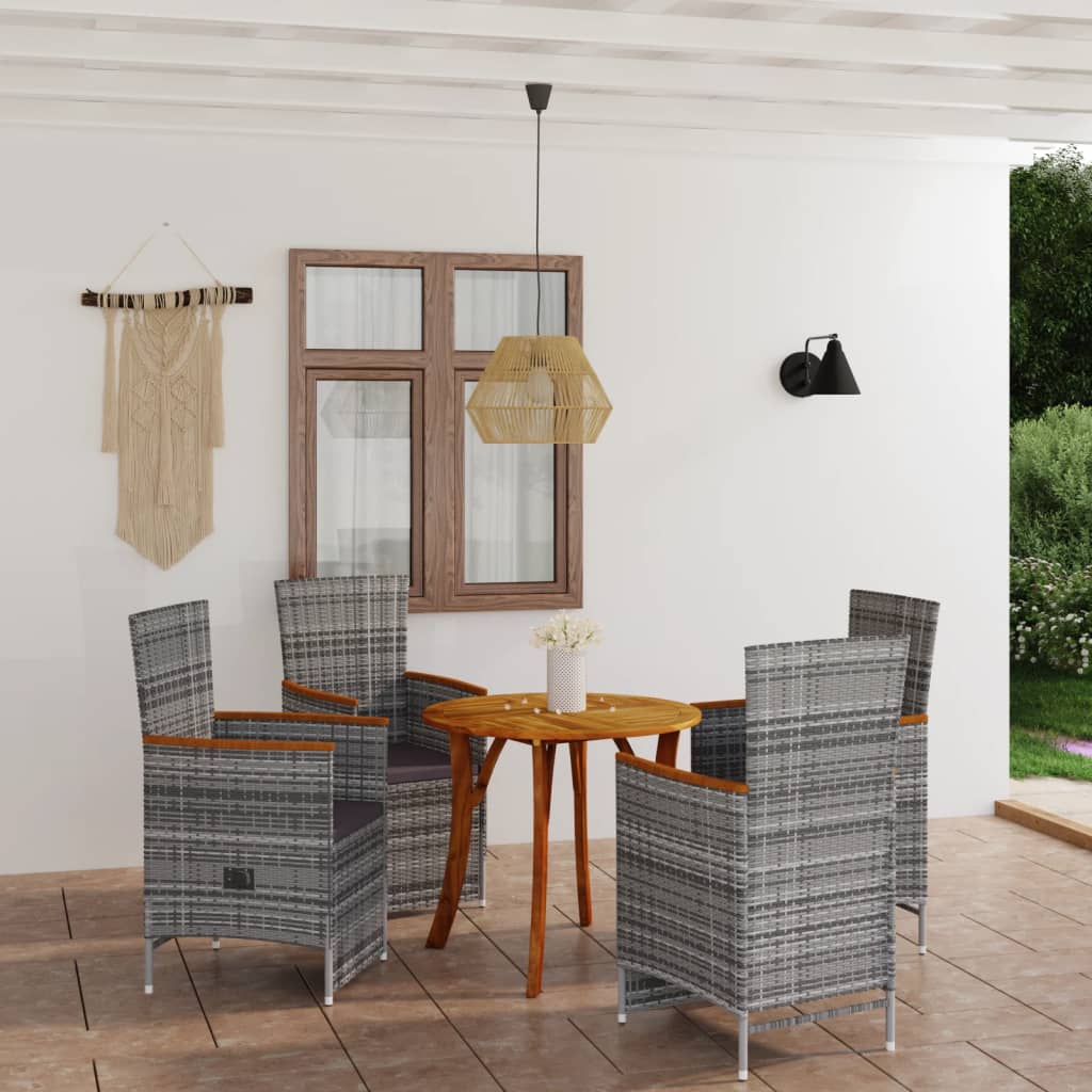 vidaXL Ensemble de salle à manger de jardin 5 pcs Gris