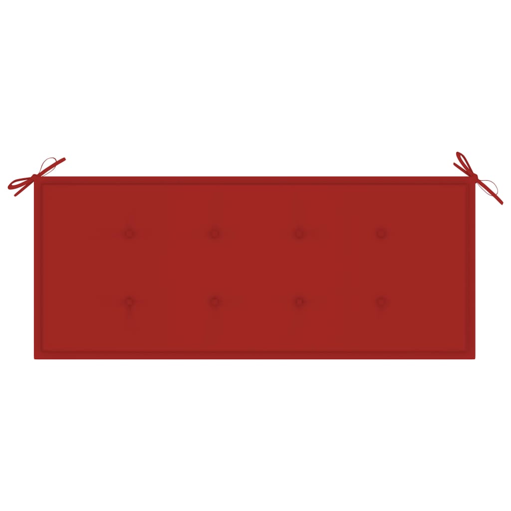 vidaXL Banc de jardin avec coussin rouge 120 cm Bois de teck massif