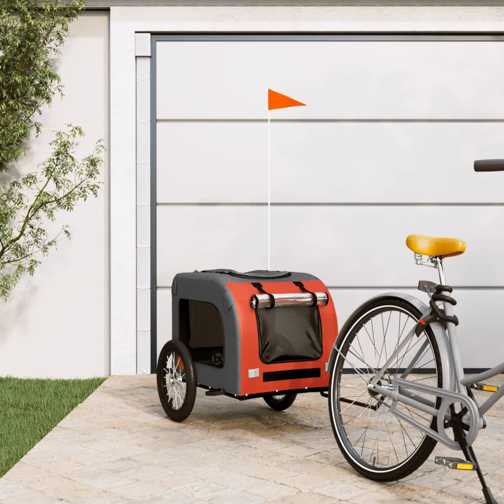 vidaXL Remorque de vélo pour animaux de compagnie orange et gris