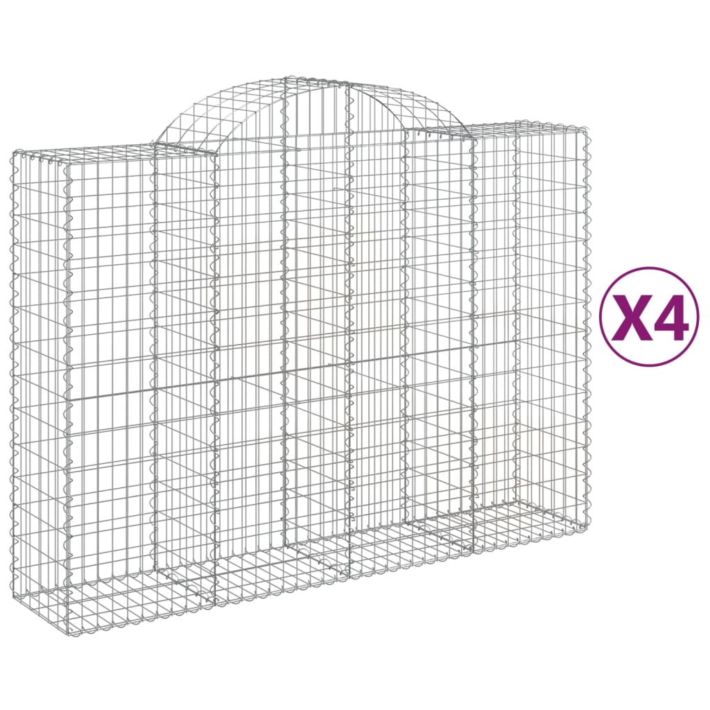 vidaXL Paniers à gabions arqués 4 pcs 200x50x140/160 cm Fer galvanisé