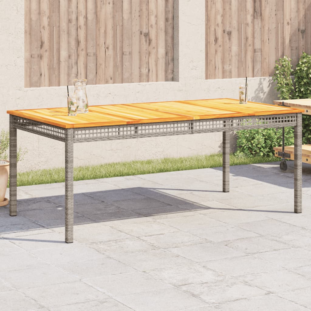 vidaXL Table de jardin gris 180x90x75 cm résine tressée et bois acacia