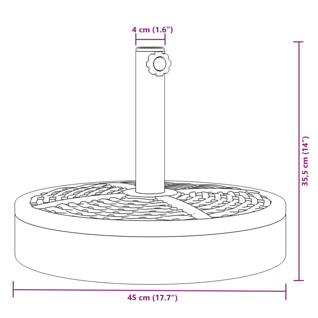 vidaXL Base de parasol pour mâts Ø38 / 48 mm 25 kg rond