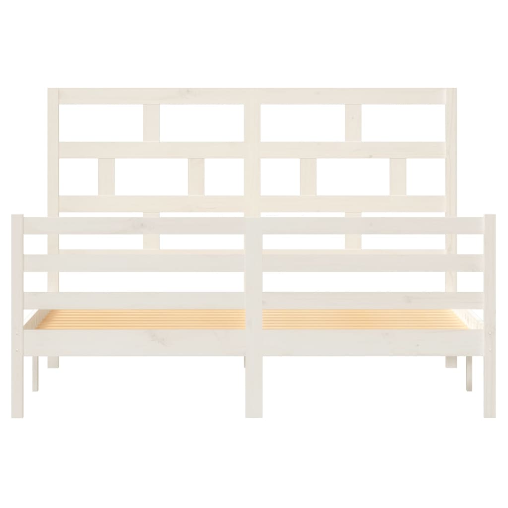 vidaXL Cadre de lit Blanc Bois de pin massif 160x200 cm