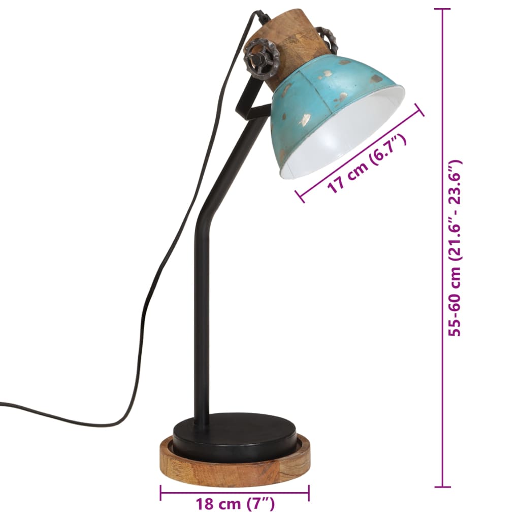 vidaXL Lampe de bureau 25 W bleu délavé 18x18x60 cm E27