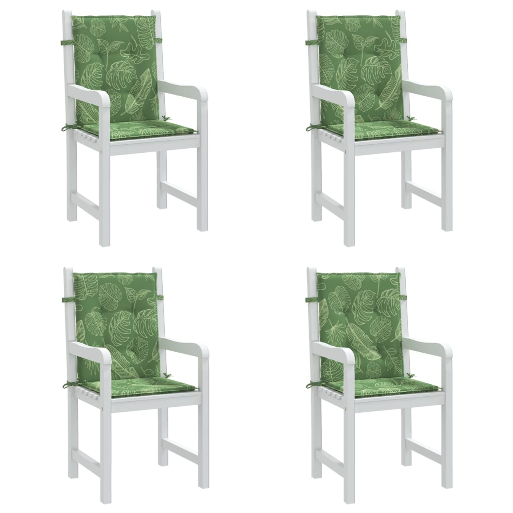 vidaXL Coussins de chaise à dossier bas lot de 4 modèle de feuille