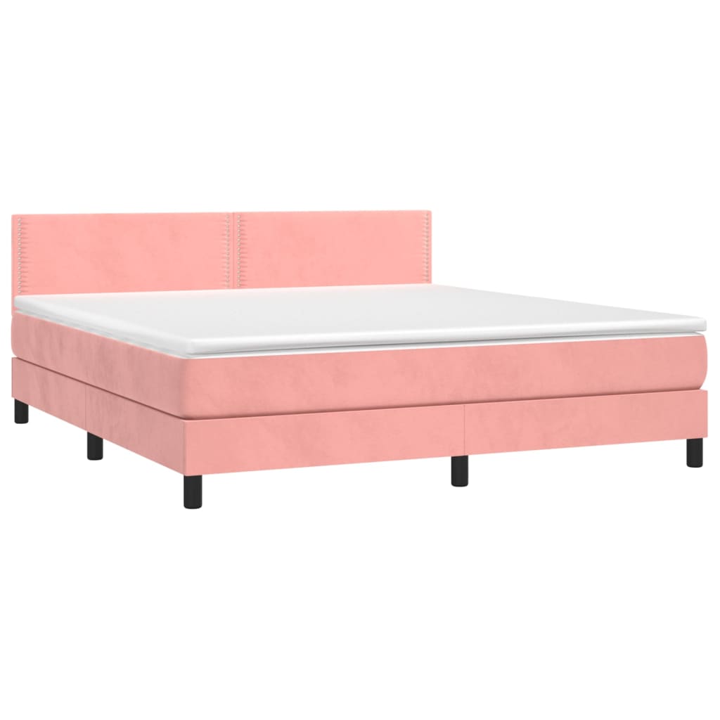 vidaXL Sommier à lattes de lit avec matelas Rose 180x200 cm Velours