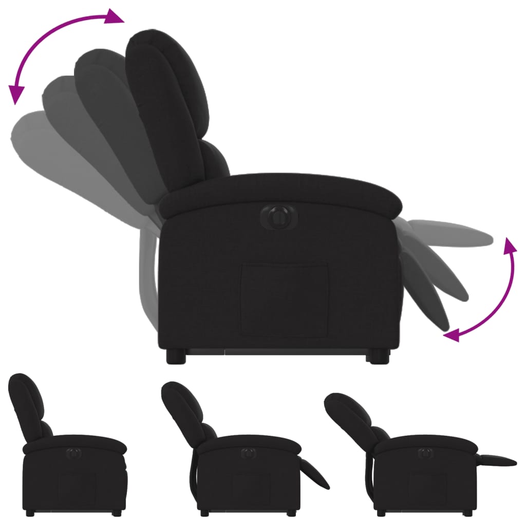 vidaXL Fauteuil inclinable électrique noir tissu